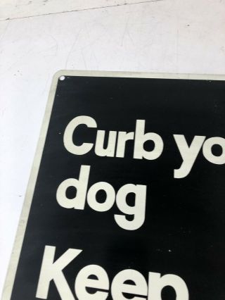 Vintage 70s YORK CITY METAL STREET SIGN Curb Your Dog ad NYC Wall Art queens 5