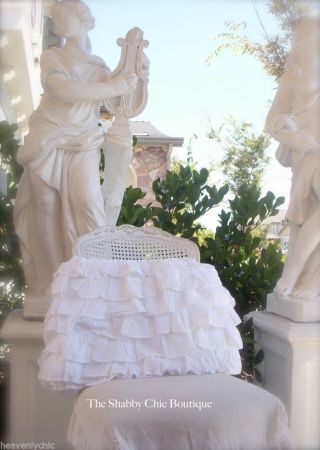Shabby Vintage White Chic French Ruffle 6 Tiers Petticoat King Valance Bedskirt