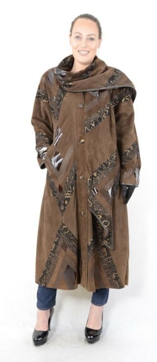 Us1777 Vintage Women Leather Coat Full Length Lightwright Size L - Ledermantel