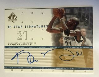 2001 - 02 Sp Authentic Kevin Garnett Auto Gold /75 Star Signatures Rare$ On - Card