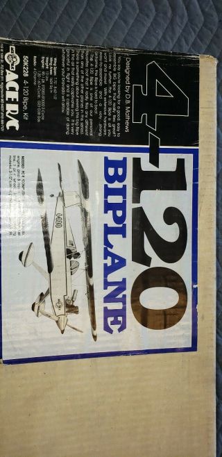 Rare Vintage Ace 4 - 120 Biplane Kit