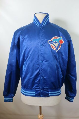 A03837 Vtg Starter Toronto Blue Jays Snap Satin Mlb Baseball Jacket Size M Usa