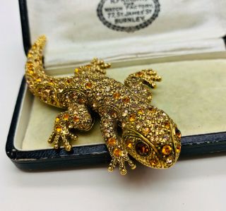 Vintage Jewellery Signed Sparkling Rhinestone Lizard/salamander Brooch/pin