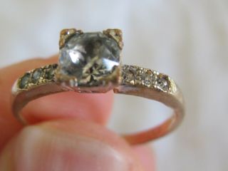 A1 Vintage Estate 1/30 14k Gold Filled Crystal Solitaire Ring Size 6