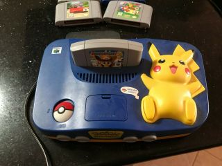Rare Collectible Pikachu/pokemon Nintendo 64 With Games And Controllers