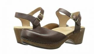 Dansko Womens Sam Teak Vintage Pull Up Leather Closed Toe Sandals 9840677000