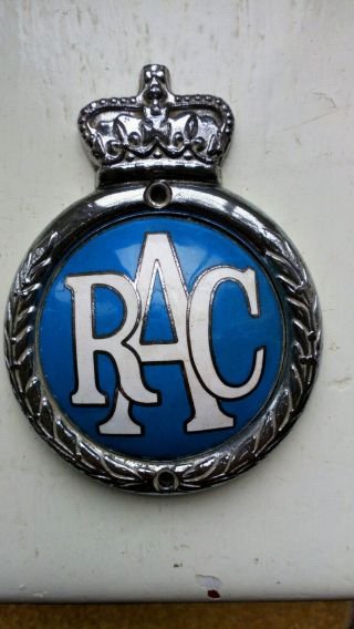 Vintage Rare & " All Metal " Chrome & Enamel Rac Car Badge / Mascot