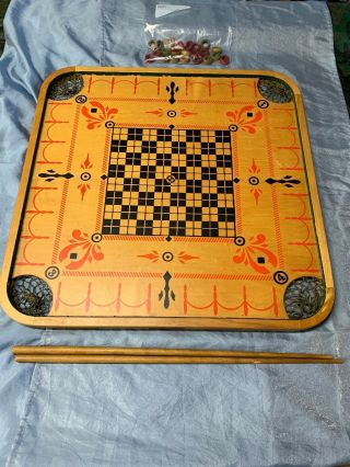 Antique Vintage Carrom Company No.  1 Archarena Style E Double Sided Game Board.
