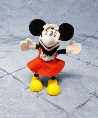 Rare Schuco Hegi Minnie Mouse Miniature 4 " 1960s Nr Disney Mickey Mouse