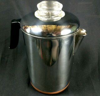 10 Cup Large Revere Ware Percolator Htf Vintage Coffee Maker Usa Made Copper