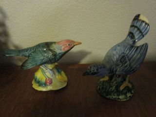 Stangl Art Pottery 2 Pc Vintage Brewers Blackbird & Bluebird Figurine Bird