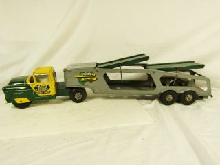 Vintage Marx Lumar Tin Litho Cross Country Transport Service Tractor Trailer
