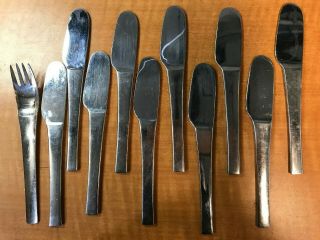 11 Pc J.  Colombo Pinti Inox Alitalia Vintage Cutlery Stainless 10 Knives 1 Fork