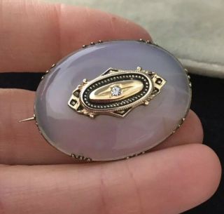 Vintage Jewellery Victorian Chalcedony And Crystal Brooch