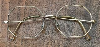 Vintage Octagonal Bausch Lomb B&L 48 Eyeglasses Glasses Gold Frame 2