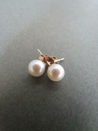 Vintage 9ct Gold Pearl Stud Earrings 375 9k 3