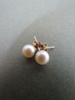 Vintage 9ct Gold Pearl Stud Earrings 375 9k 5