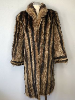 W.  E Grace Co.  Furriers Woman Long Length Black Brown Fur Coat Vintage Small Size
