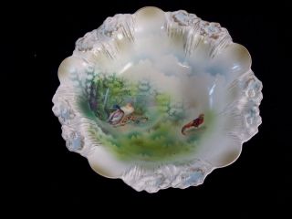 Rare RS Prussia Porcelain Icicle Mold BARNYARD Ducks Serving Bowl 2