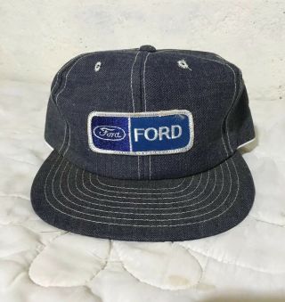 Vintage Ford Tractors Texas Farm Blue Denim Trucker Usa Snapback Hat Cap