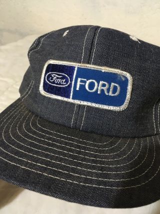 Vintage Ford Tractors Texas Farm Blue Denim Trucker USA SnapBack Hat Cap 2