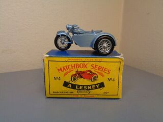 Matchbox Lesney No 4c Vintage Triumph 110 Motorcycle & Sidecar Nmint
