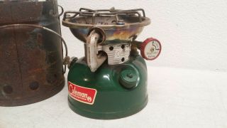Vintage 1965 Coleman No.  502 Single Burner Camping Stove w/ Heater Attachment 3