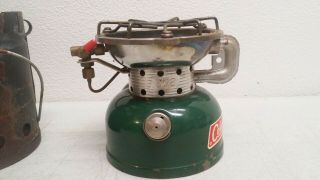 Vintage 1965 Coleman No.  502 Single Burner Camping Stove w/ Heater Attachment 4