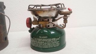 Vintage 1965 Coleman No.  502 Single Burner Camping Stove w/ Heater Attachment 5