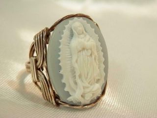 Sterling Silver Wire Mary Cameo Ring Vintage 1960 