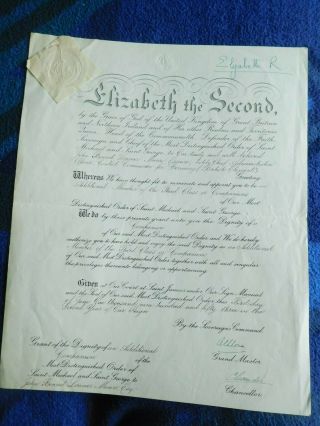 Queen Elizabeth Ii Rare 1953 Signed Document The Day Before Her Coronation