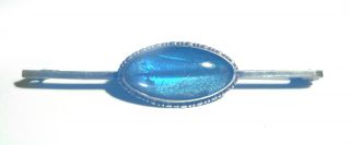 THOMAS L MOTT Antique VICTORIAN Sterling 925 IRIDESCENT BLUE Butterfly Wing PIN 4