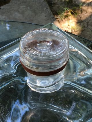 Antique/vintage Hollow Glass Stopper For The Reservoir Fruit Jar Mrs Haller