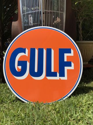 Antique Vintage Old Look Gulf Sign 24 "