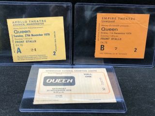 Queen Set Of 3 Vintage 1979 Concert Ticket Stubs Uk Jazz / Crazy Tour