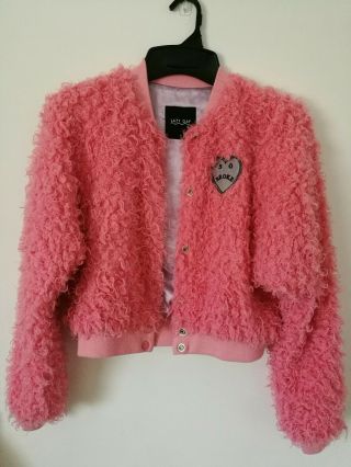 Lazy Oaf Rare Pink Fluffy So Broke Jacket Size M Unworn Bnwot