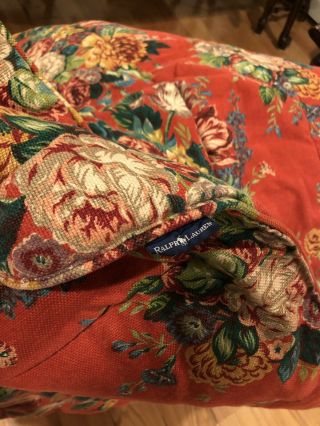 aylesbury queen Full comforter Vintage Ralph Lauren Floral Print Red Heavy 7
