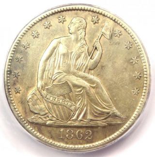 1862 - S Seated Liberty Half Dollar 50c - Icg Au55 Details - Rare Civil War Date