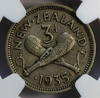 1935 Zealand Threepence Km 1 Silver Coin Ngc Xf40 Rare Key Date