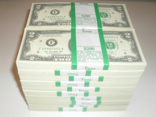 100 Uncirculated Usa $2 Two Dollar Bill Sequential Order Rare ($200)