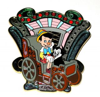 RARE LE 125 Disney Pin✿Pinocchio and Cat Figaro Walt ' s Carousel Car Train Cart 2