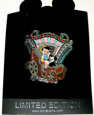 RARE LE 125 Disney Pin✿Pinocchio and Cat Figaro Walt ' s Carousel Car Train Cart 3