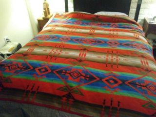 Pendleton Wool Blanket; “beaver State” Vintage Reversible; 66 " X73 " Incn Red Rare
