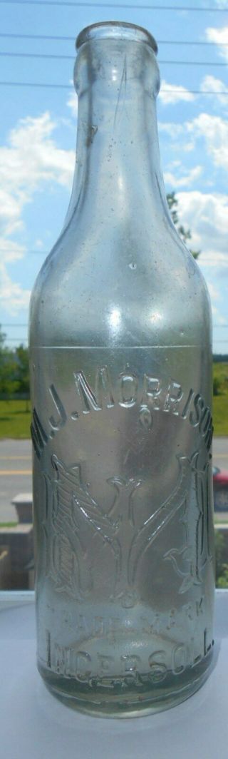 Rare - M.  J.  Morrison,  Ingersol,  Ontario Canada - Handmade Pint Soda