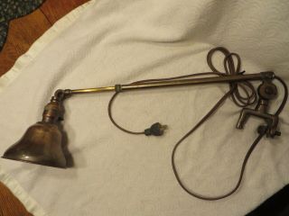 Vintage Industrial Articulating Telescoping Work Task Light Lamp Rounded Clamp