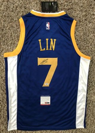 Jeremy Lin Signed Golden State Warriors Jersey Psa/dna 7 Linsanity Nba Rare