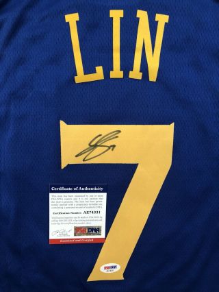 Jeremy Lin Signed Golden State Warriors Jersey PSA/DNA 7 LINSANITY NBA RARE 2