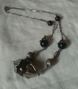 Vintage black and red chrome plated Jakob Bengel necklace 2