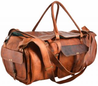 Real Goat Leather Handmade Travel Luggage Vintage Holiday Trip India Duffel Bag