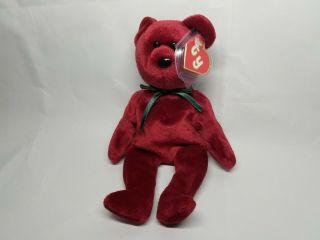Authentic Ty Beanie Baby Face Nf Cranberry Teddy Rare 2nd / 1st Gen Mwmt - Mq